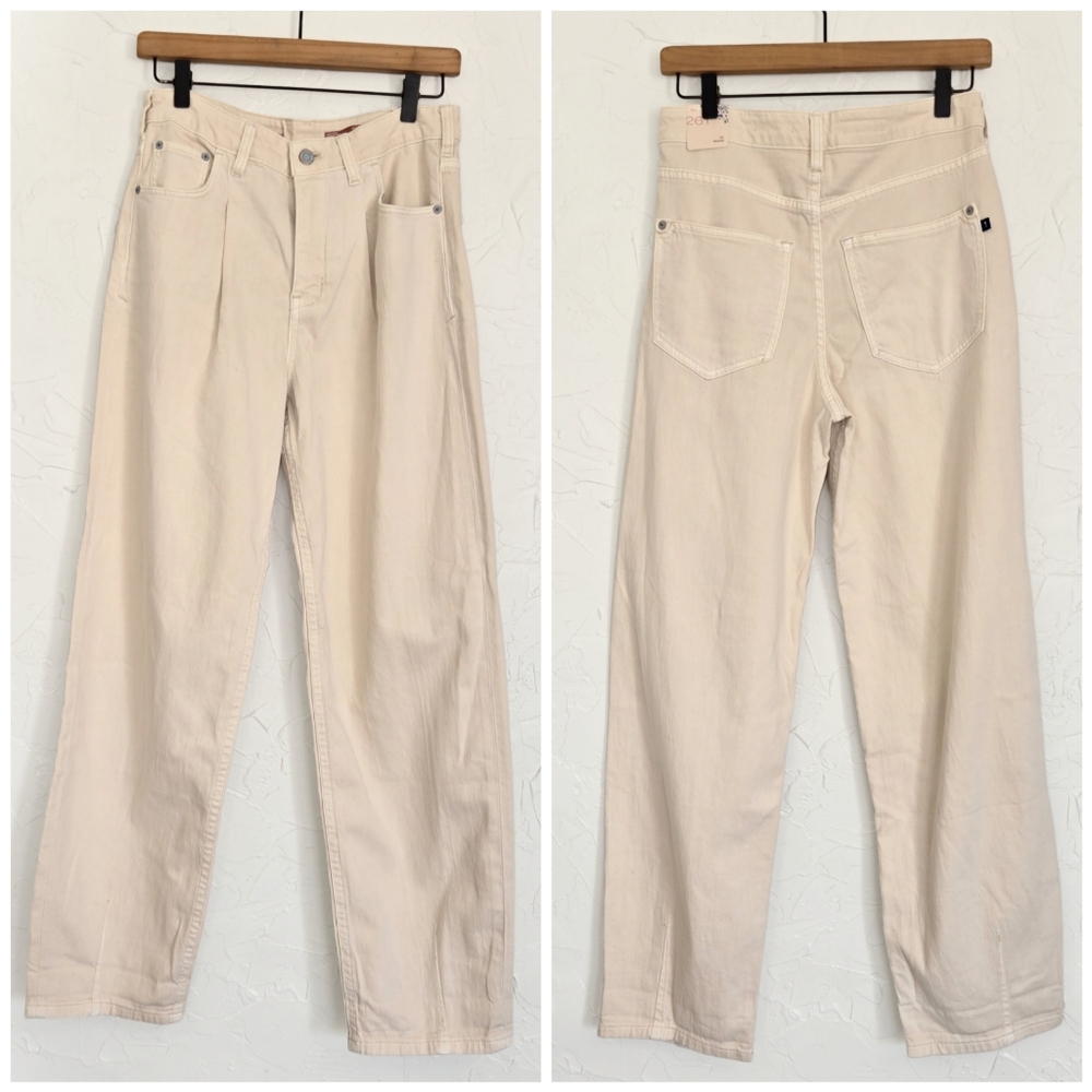 NWT Anthropologie Pilcro the Breaker Cream Pants Jeans, 26T - Picture 2 of 14